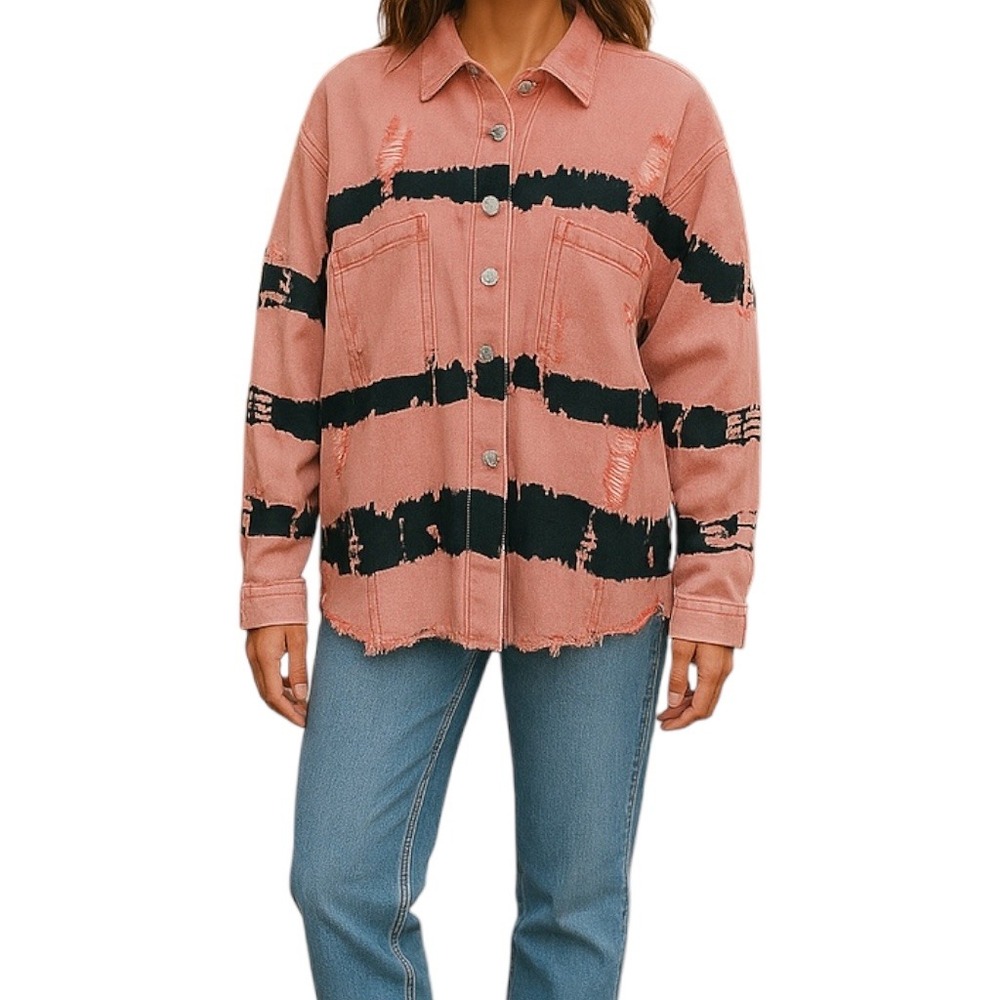POL Pink and Black Jean Jacket
